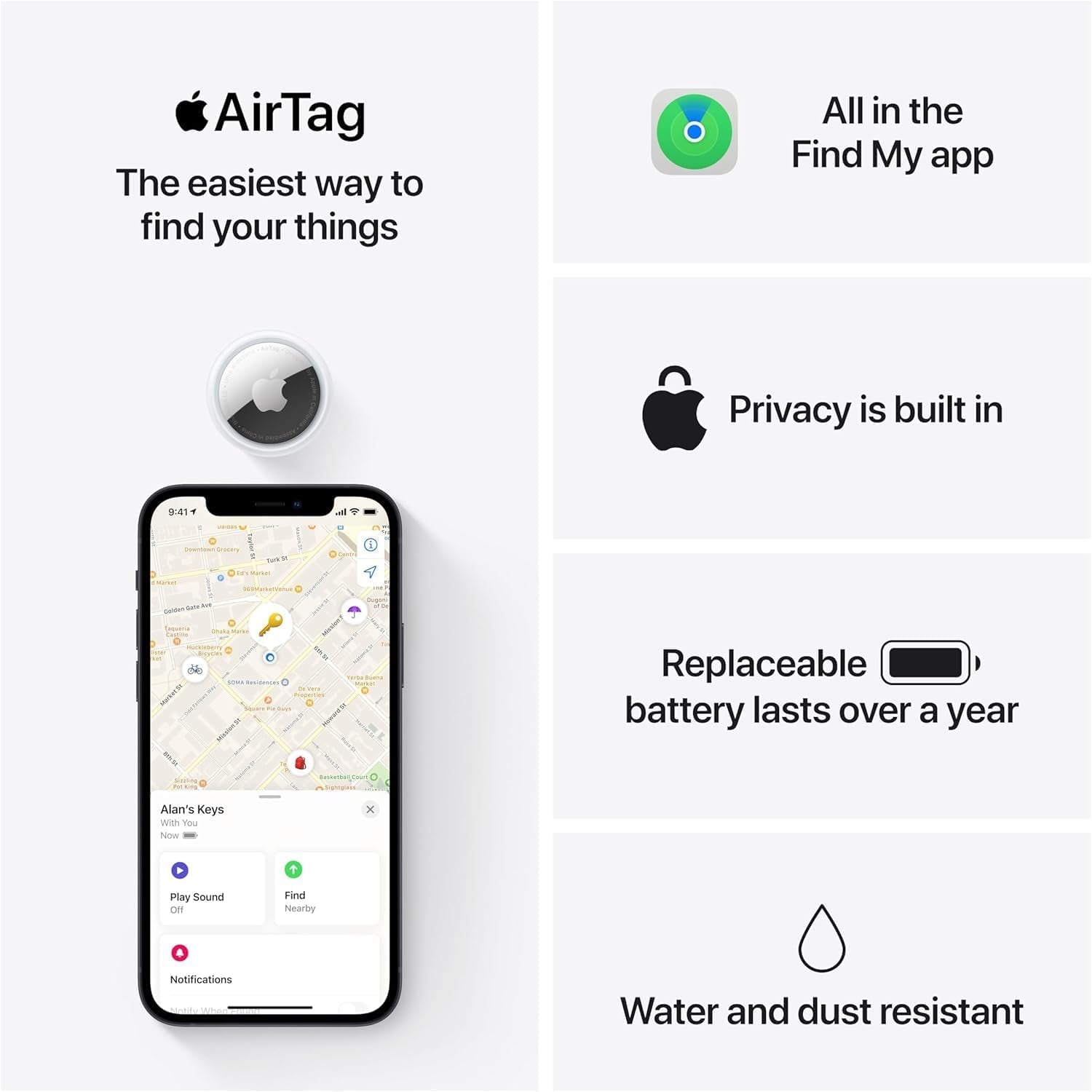 Airtag (1St Generation) 4 Pack Keep Track of and Find Your Keys, Wallet, Luggage, Backpack, and More. Simple One-Tap Set up with Iphone or Ipad, Bluetooth